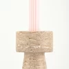 Travertine Candle Holder close-up with natural pitted texture