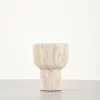 Front view of travertine scented candle holder