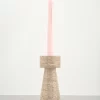 Travertine Candle Holder styled with candle stick