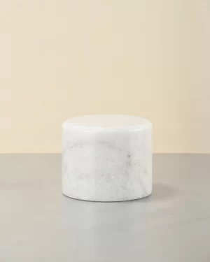 Portable white onyx table lamp 45-degree front view