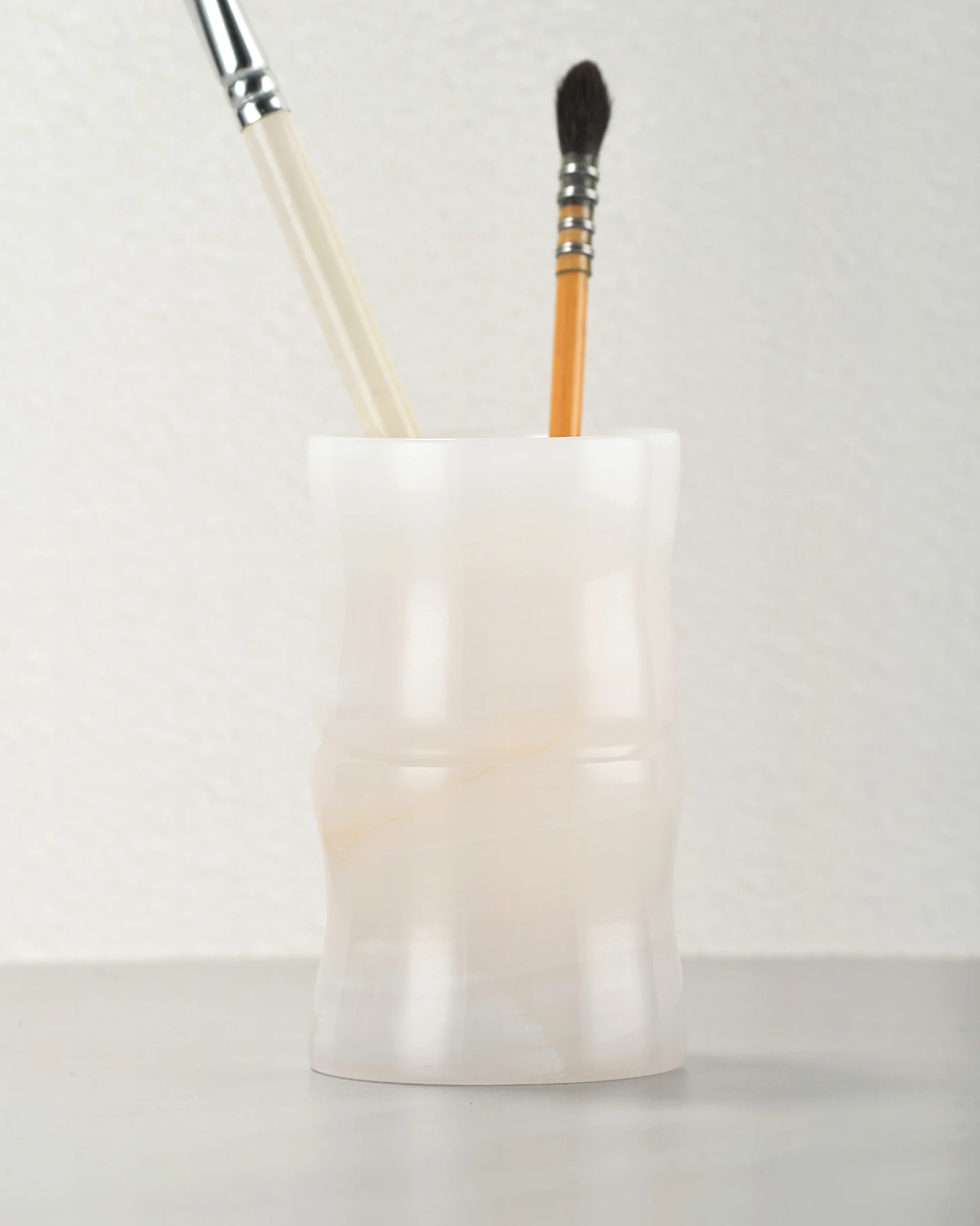 White Onyx Pen Holder with watercolor pens