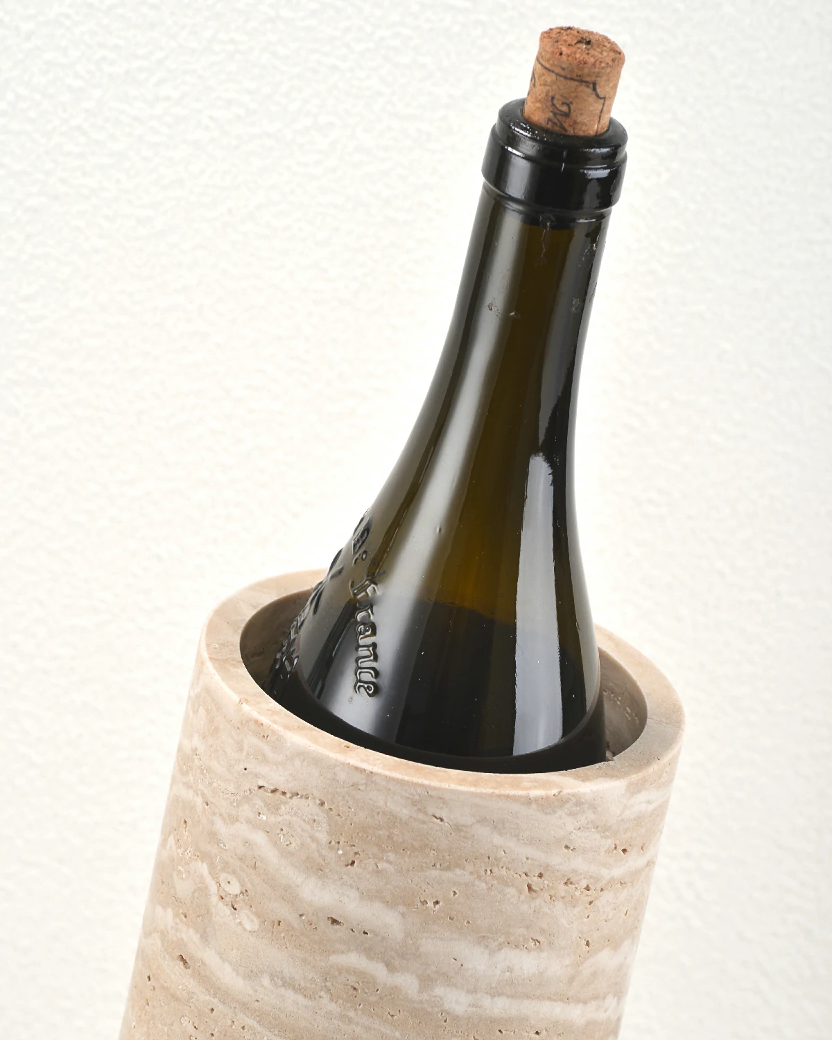 Travertine Marble Wine Holder bottle neck close-up