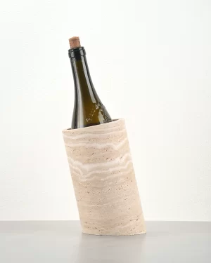Travertine Marble Wine Holder front view