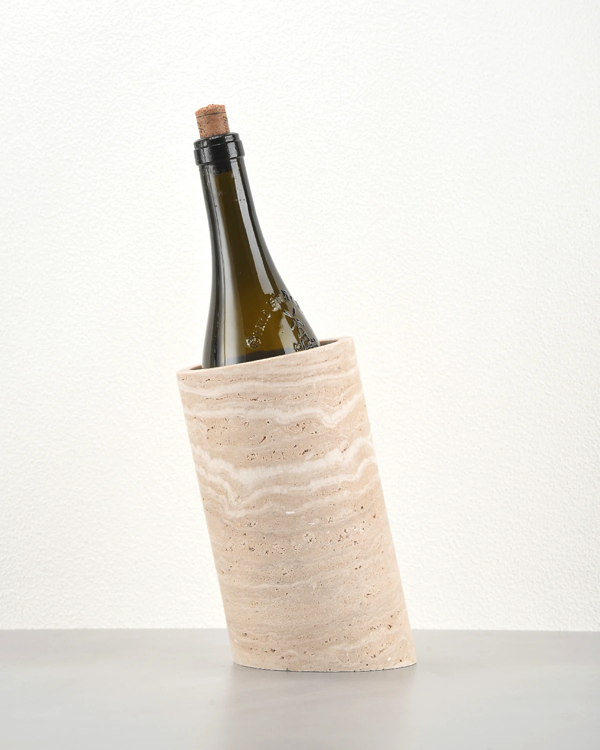 Travertine Marble Wine Holder front view