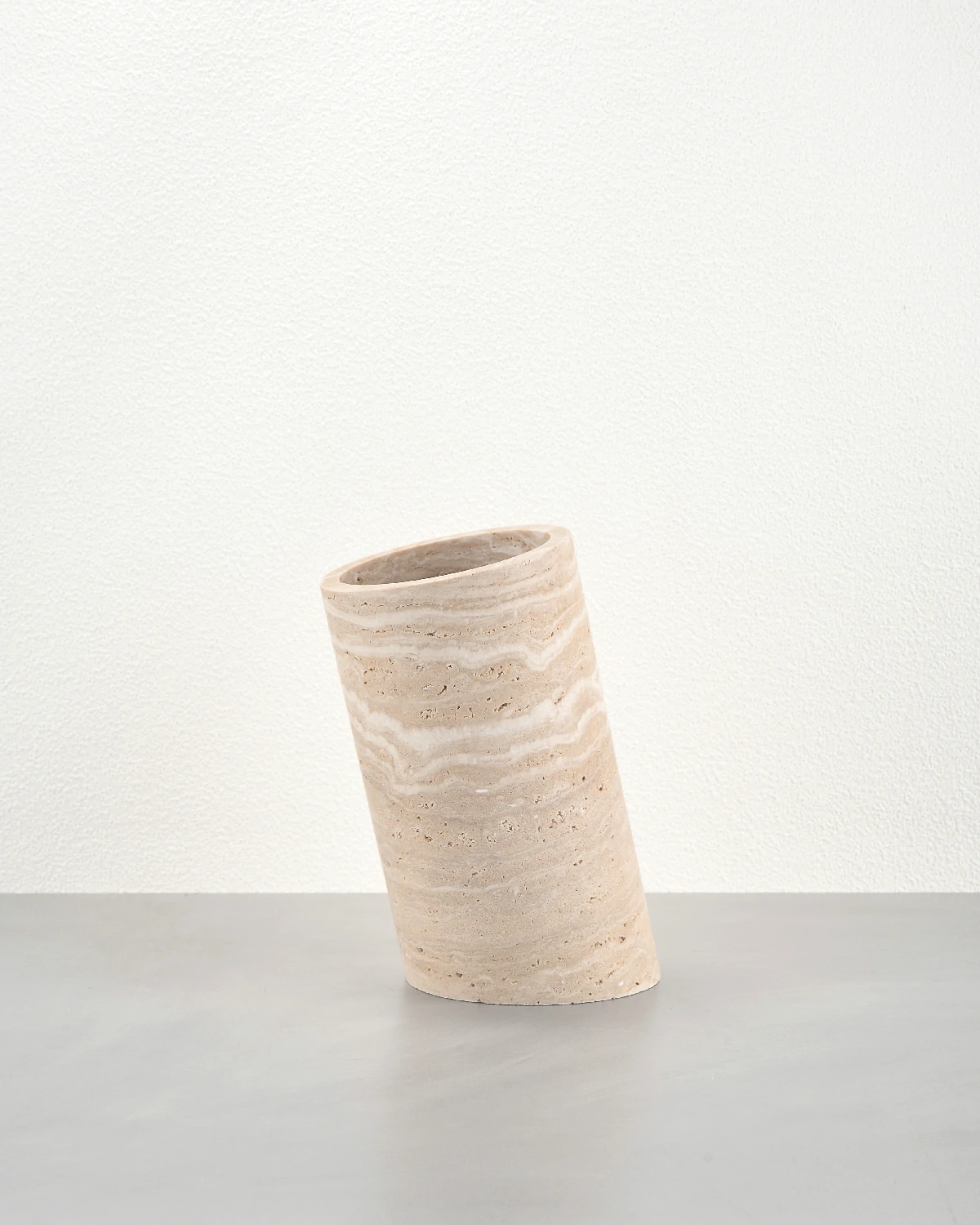 Travertine Marble Wine Holder single piece front view