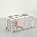 White Marble Toothbrush Holder with Red Veins