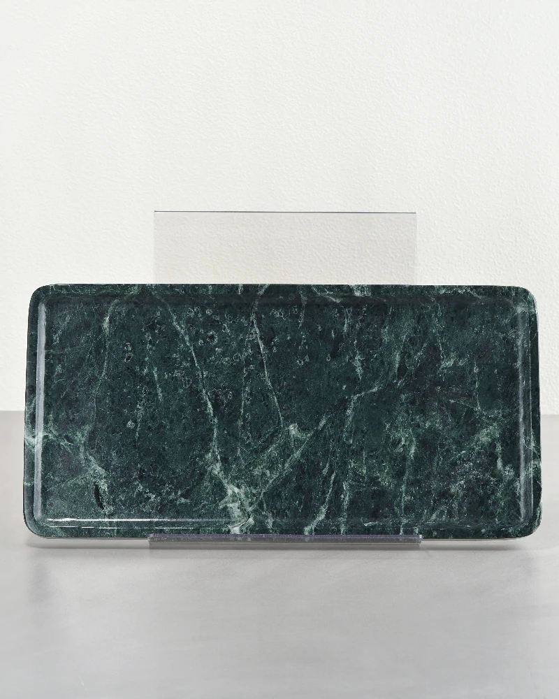 Italian Green Marble Tray displayed horizontally on a flat surface