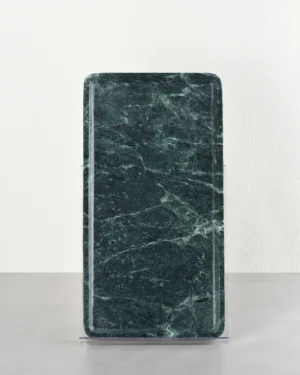 Italian Green Marble Tray displayed vertically on tabletop