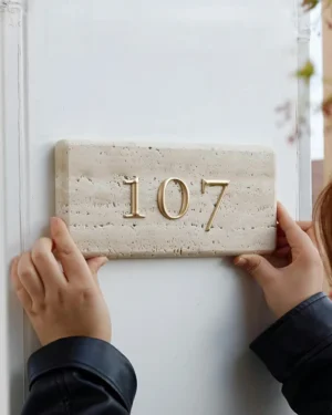 Modern Marble House Number Sign – Single Line