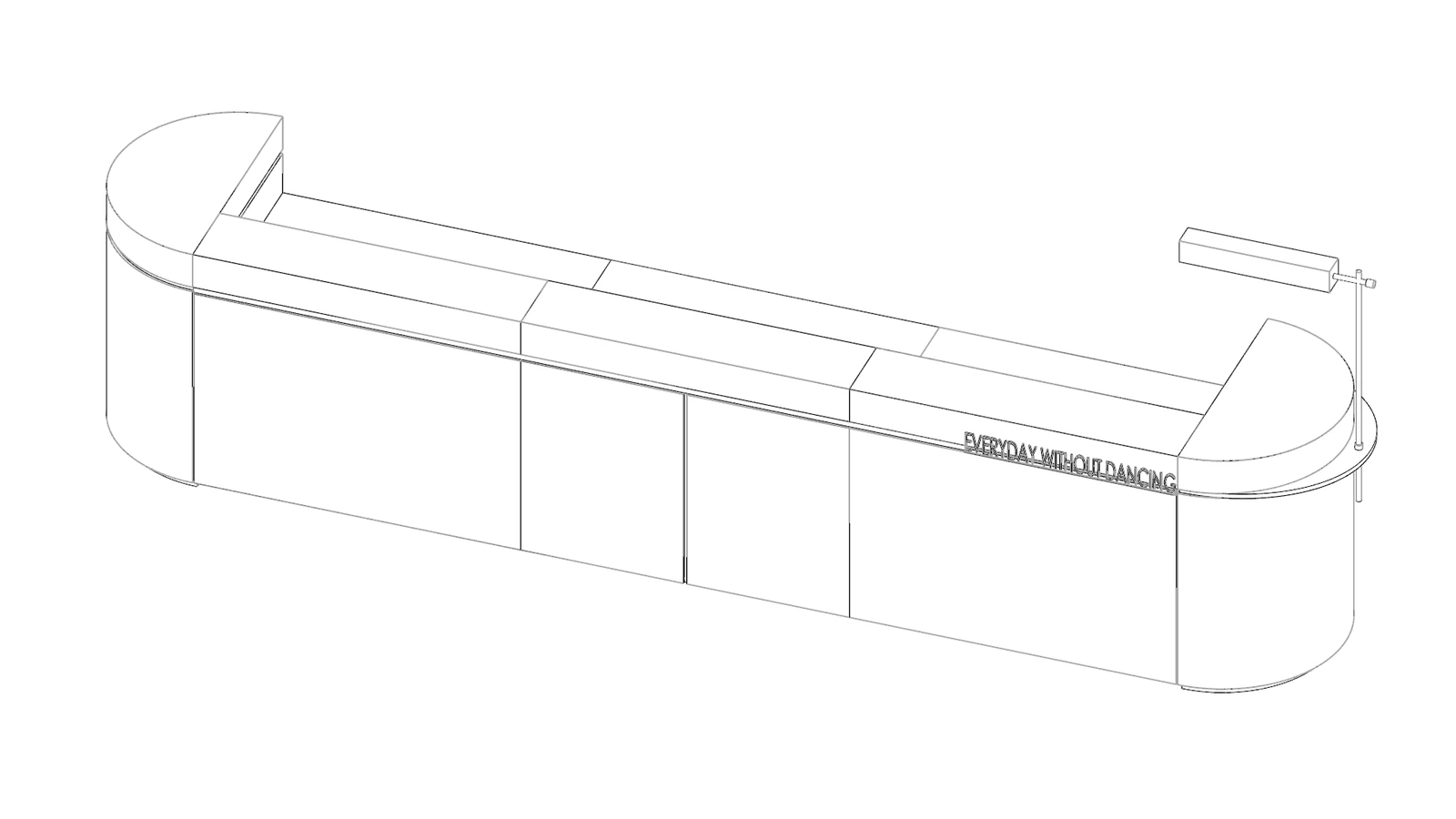 Stone panel joint layout aligned with the antique bronze-tone metal divisions on the reception desk