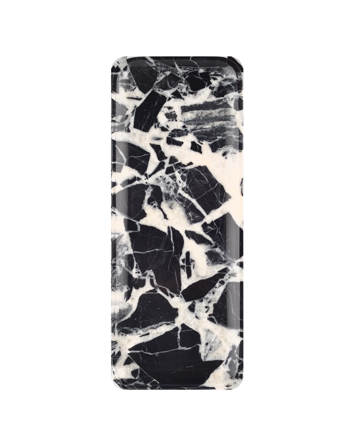 Top view of the Bvlgari Black marble tray, Piece B, showing its natural black-and-white veining.