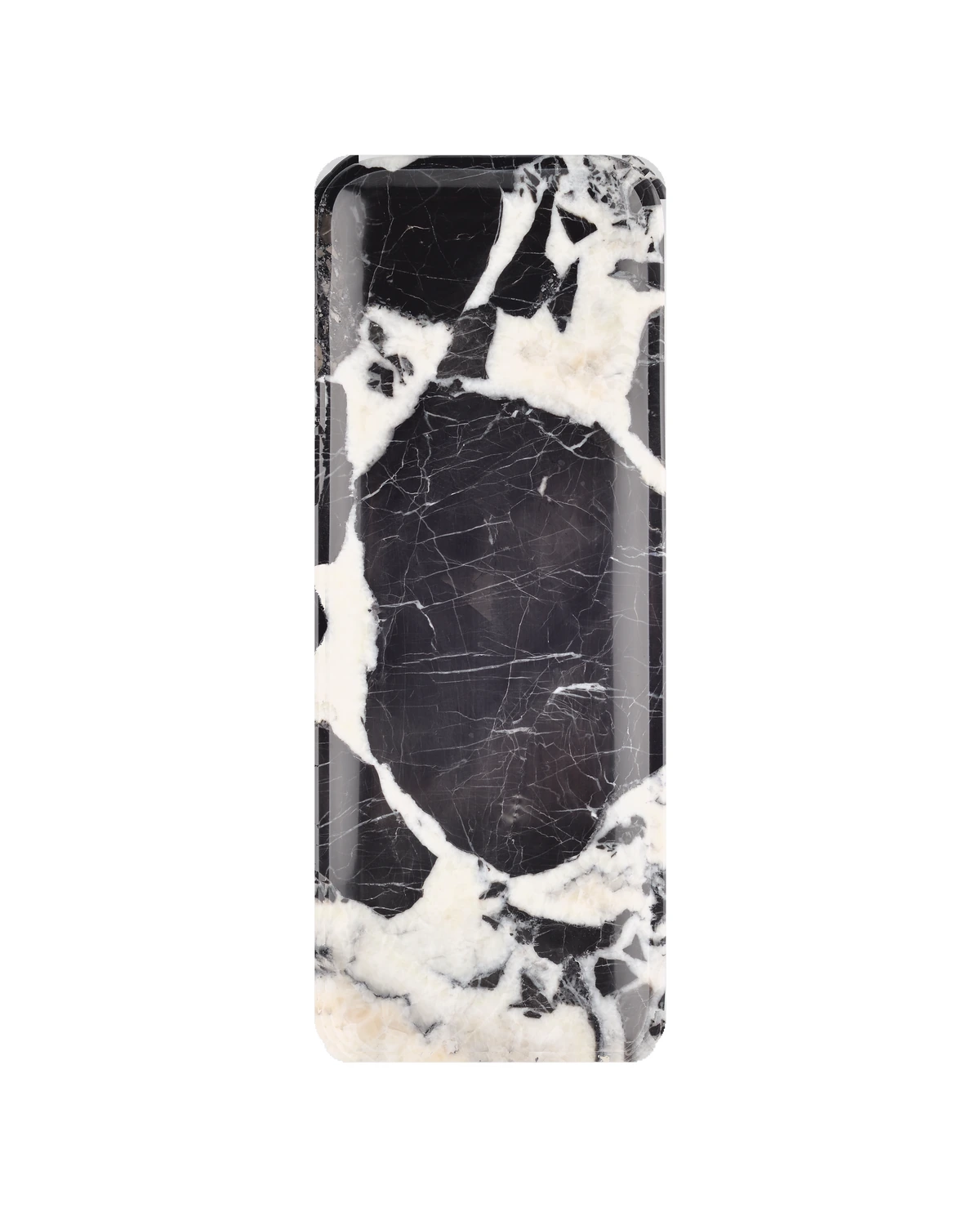 Top view of the Bvlgari Black marble tray, Piece C, showing its broad dark center and white veining.