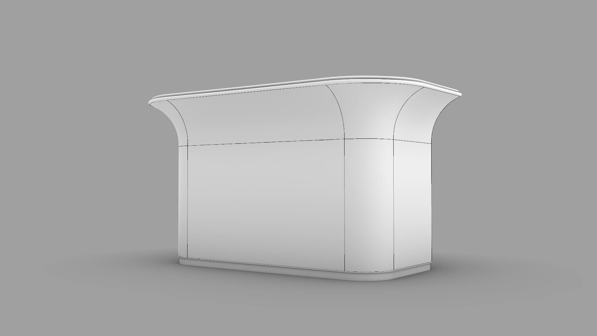 Seam layout drawing for a curved Fish Belly White marble reception counter