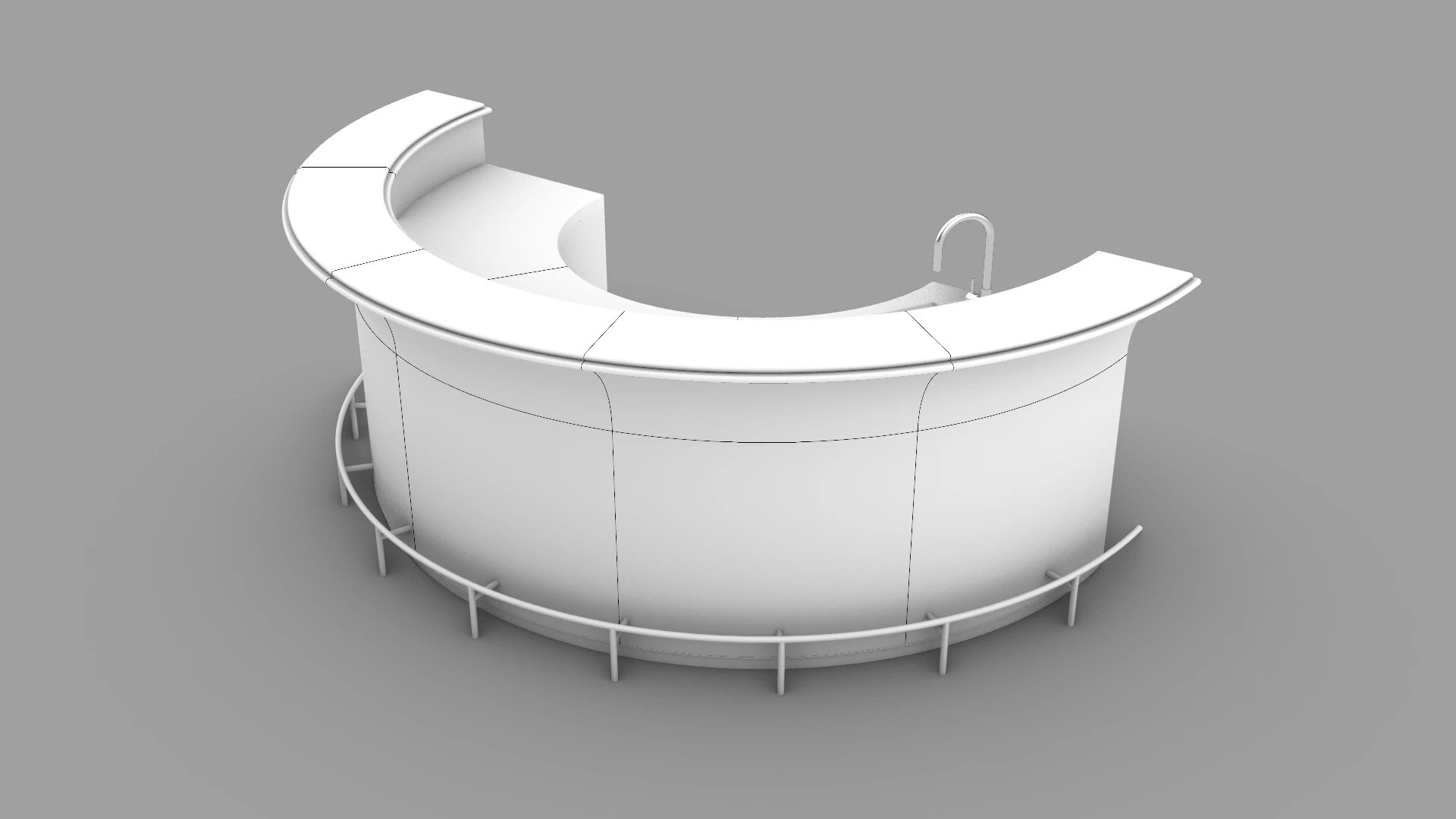 Seam layout drawing for a curved Prada Green marble bar counter