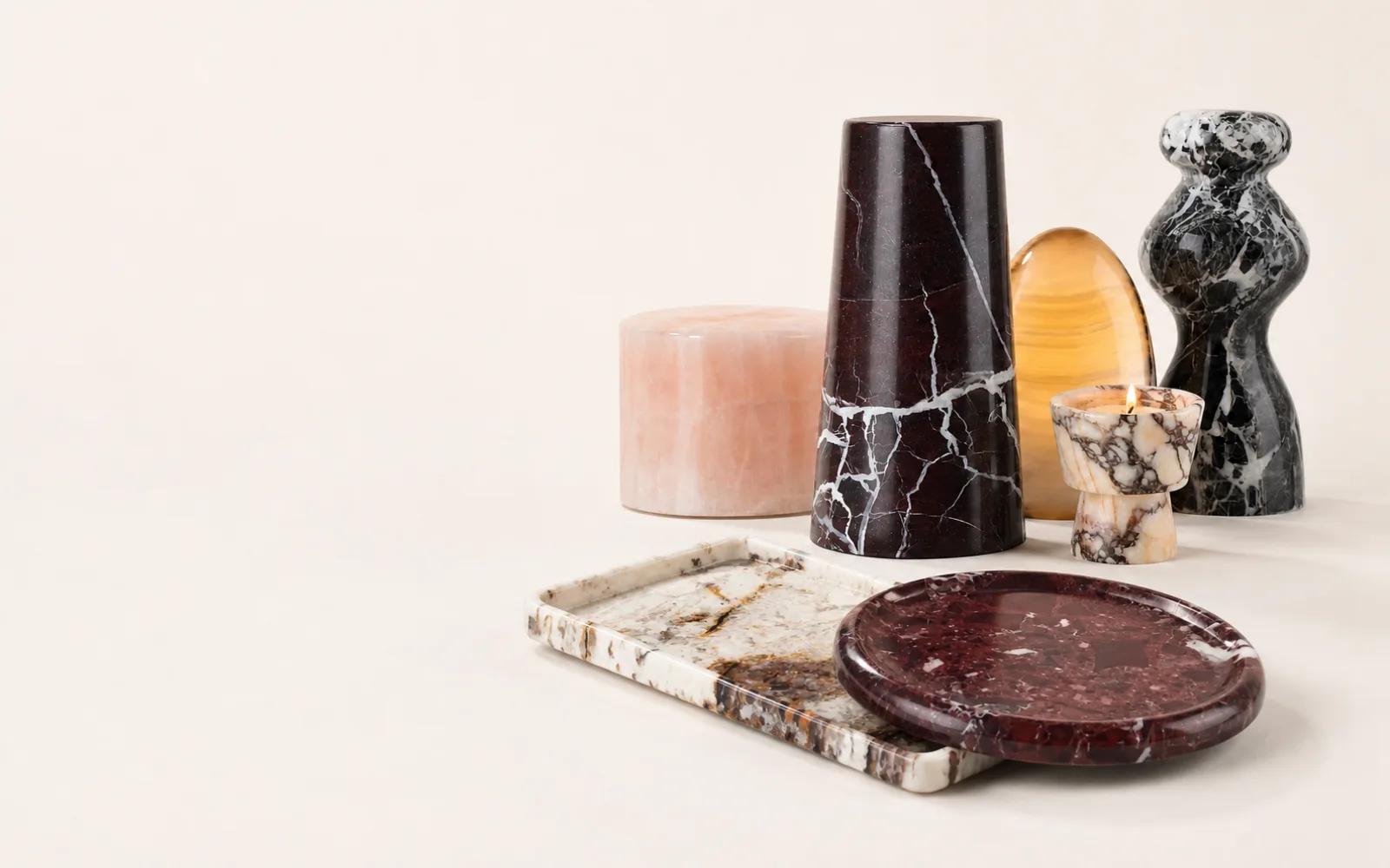 A curated collection of one-of-a-kind MarbleFan natural stone pieces.
