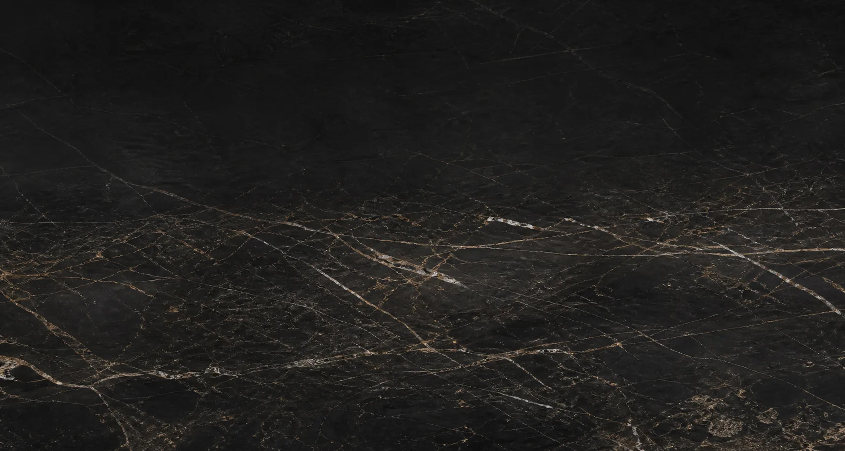 Close-up of dark natural marble with fine ivory and warm beige veining.
